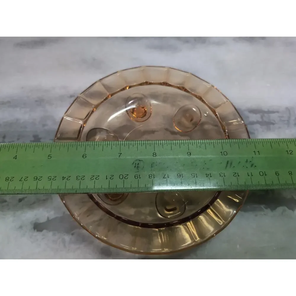 Indiana Glass Amber Trinket Footed Bowl Dish, Scalloped Edge Vintage 6